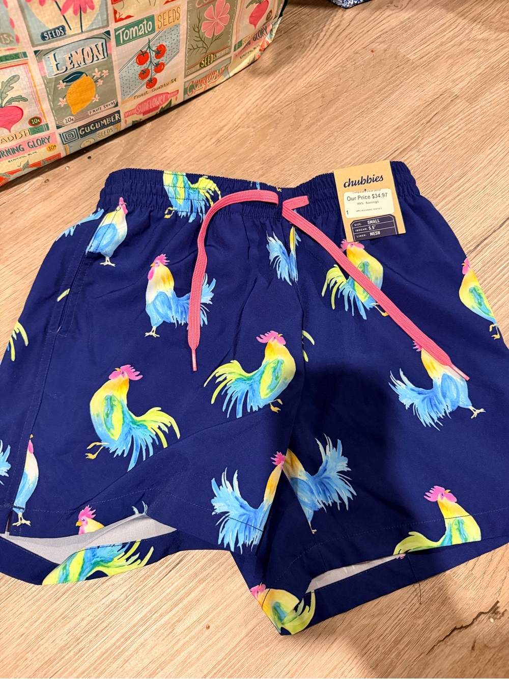 Chubbies Navy Rooster Print Swim Trunks
